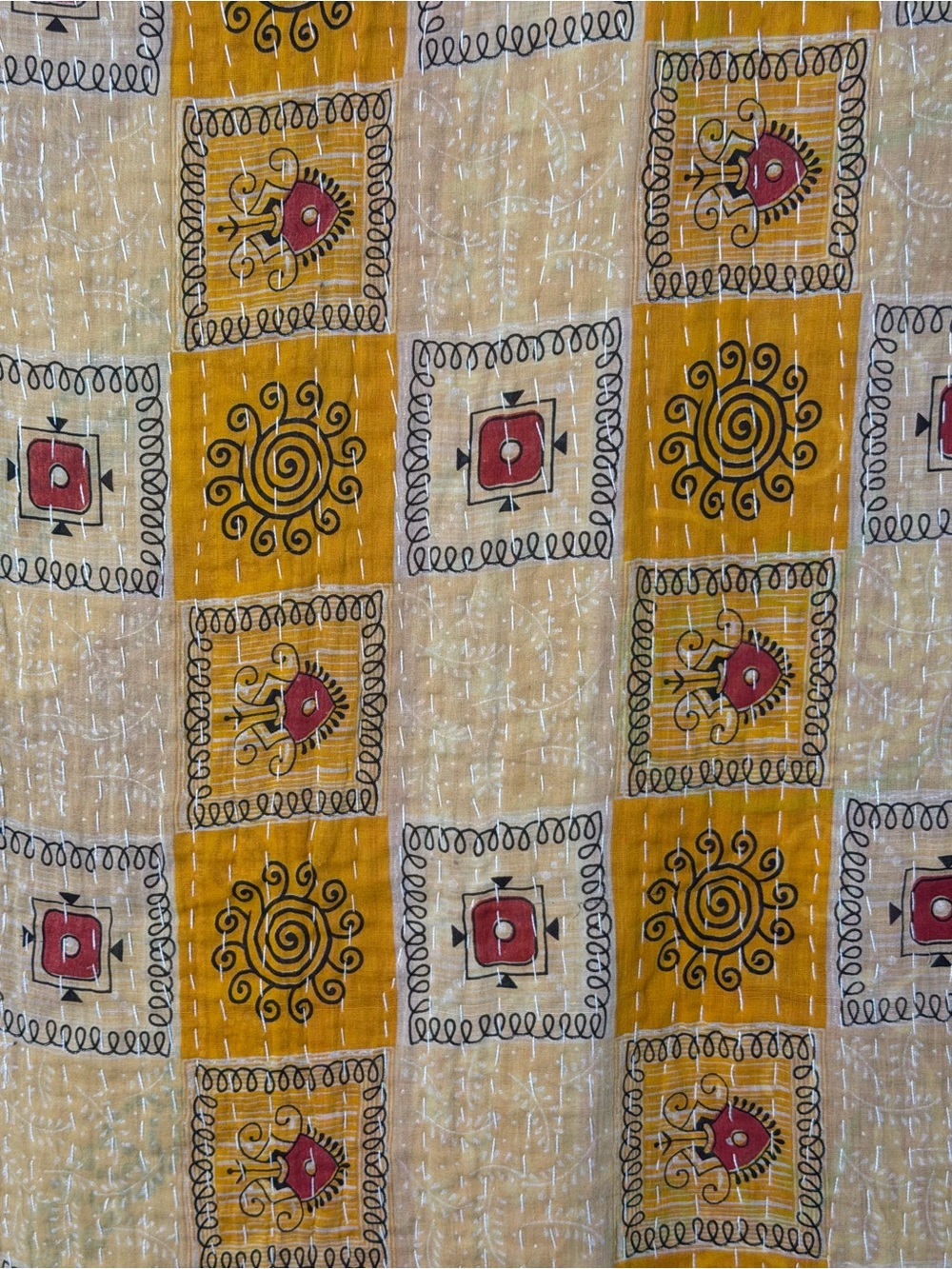 Handmade Vintage Kantha Quilt Indian Sari Twin Blanket Throw 52x80 - Picture 9 of 13